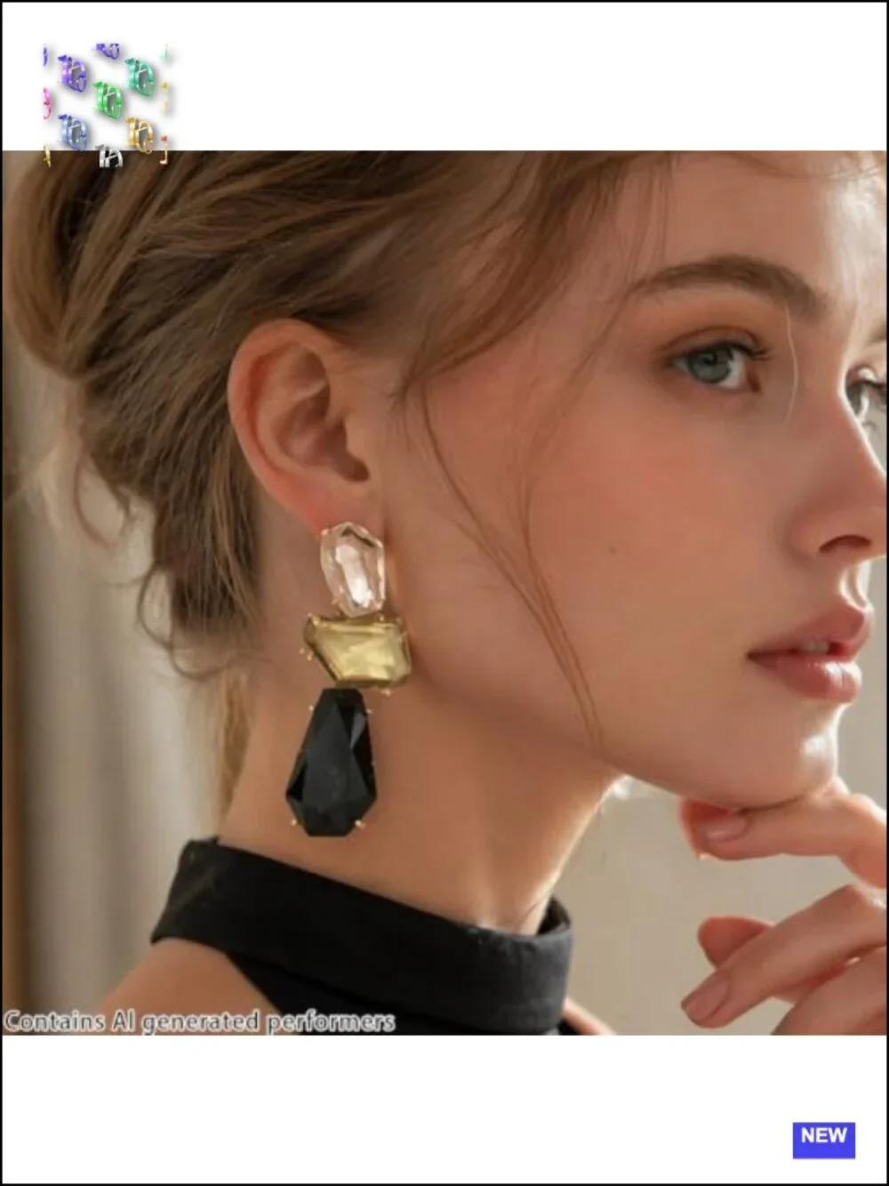 Vintage Rhinestone Large Drop Dangle Geometric Statement Earrings Prom Party
